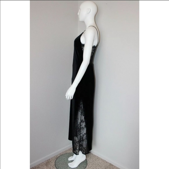 ABS By Allen Schwartz Velvet Slip Gown Black Sz 6 - Picture 5 of 7